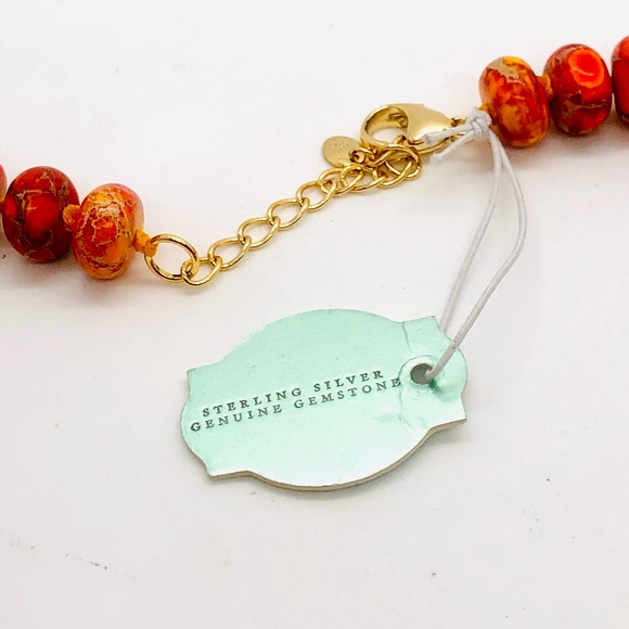 Gorgeous Orange Natural Jasper Stone Necklace NWT - Picture 10 of 17